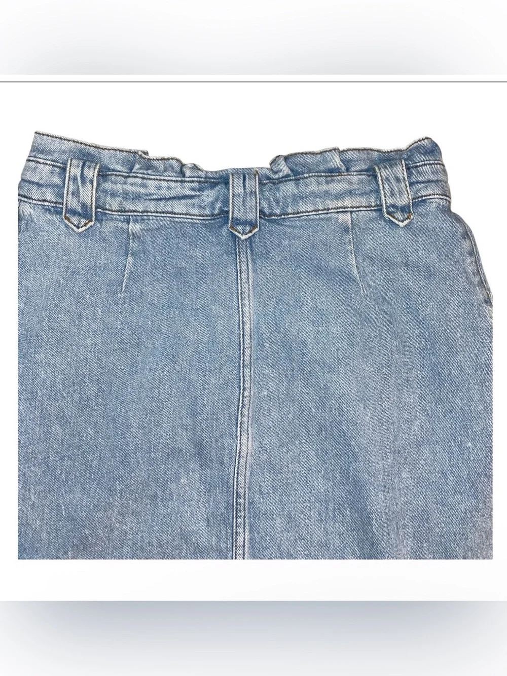 Gestuz Classic Light Blue Denim Paperbag Waist Skirt